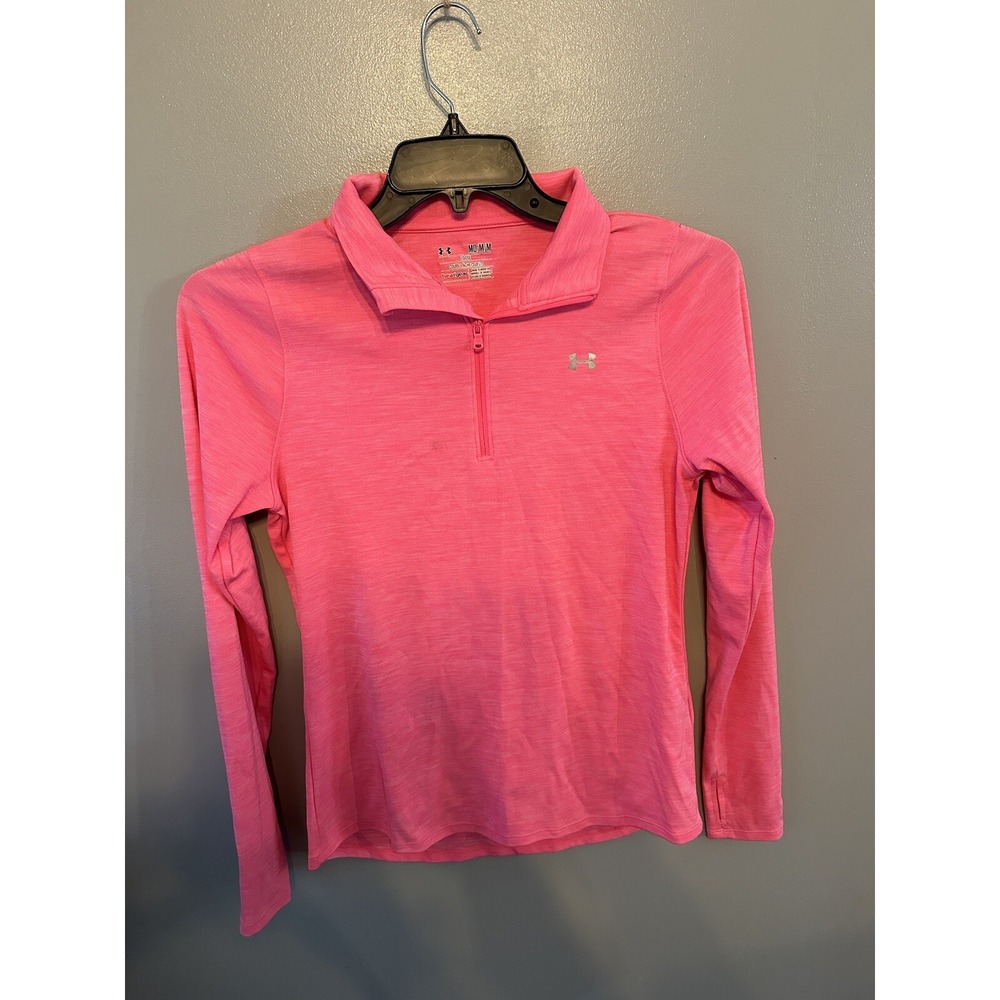 Under Armour Womens Heat Gear Loose 1/4‎ Zip Pullover Size Medium Pink